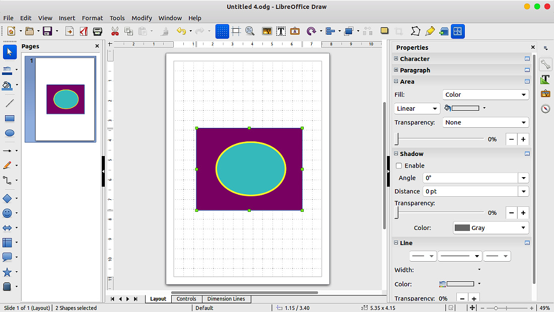 نرم‌افزارهای اوبونتو لیبره‌آفیس درو LibreOffice Draw